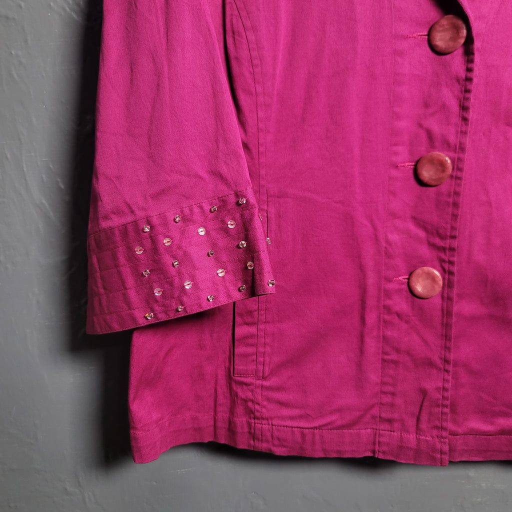 Erin London Hot Pink Blazer with studs sleeve cuffs - THE GREY AREA