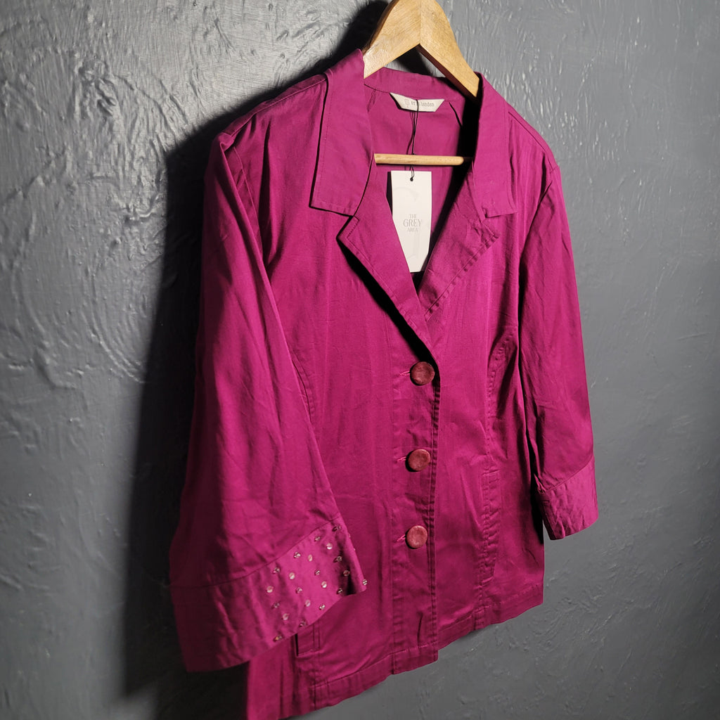 Erin London Hot Pink Blazer with studs sleeve cuffs - THE GREY AREA