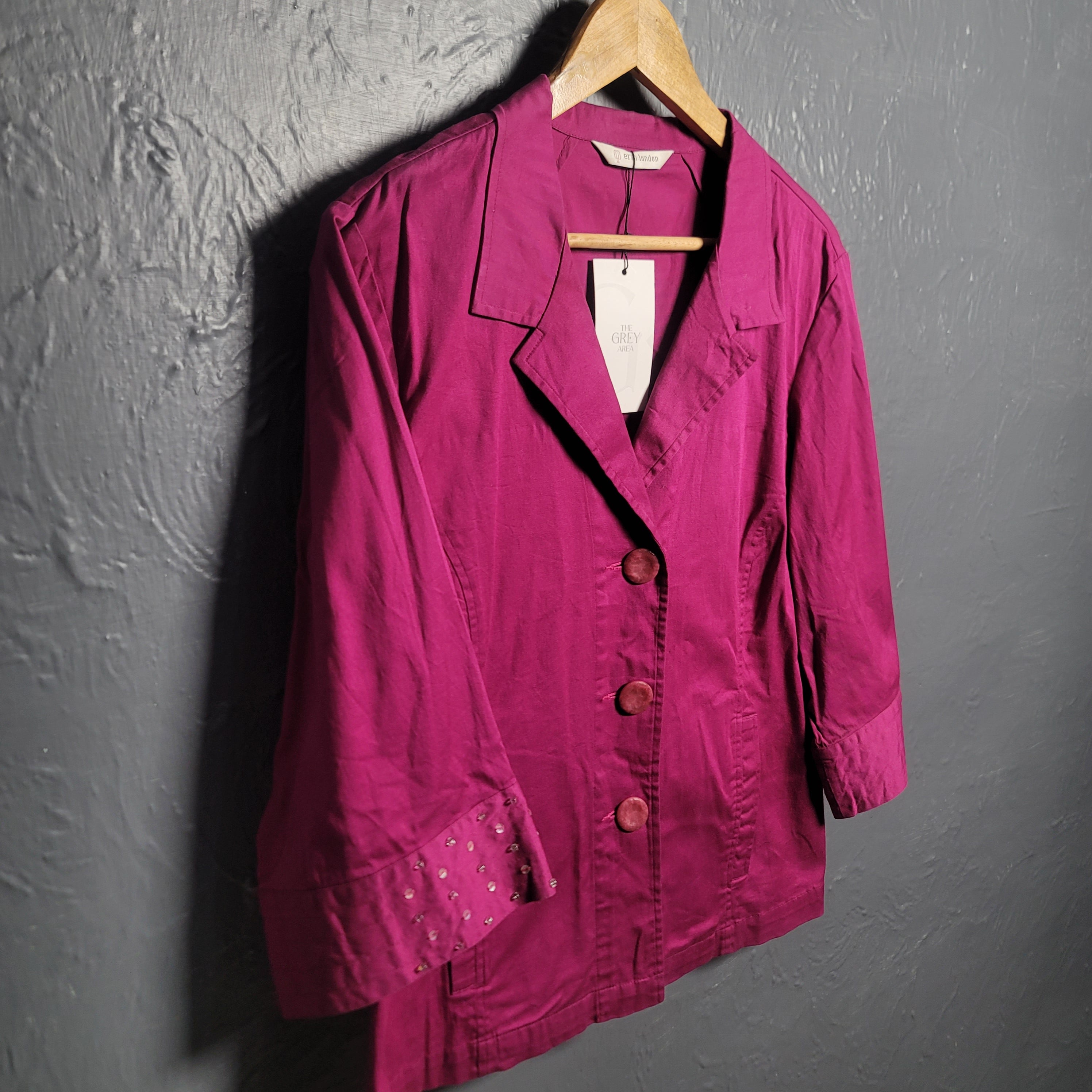 Erin London Hot Pink Blazer with studs sleeve cuffs - THE GREY AREA