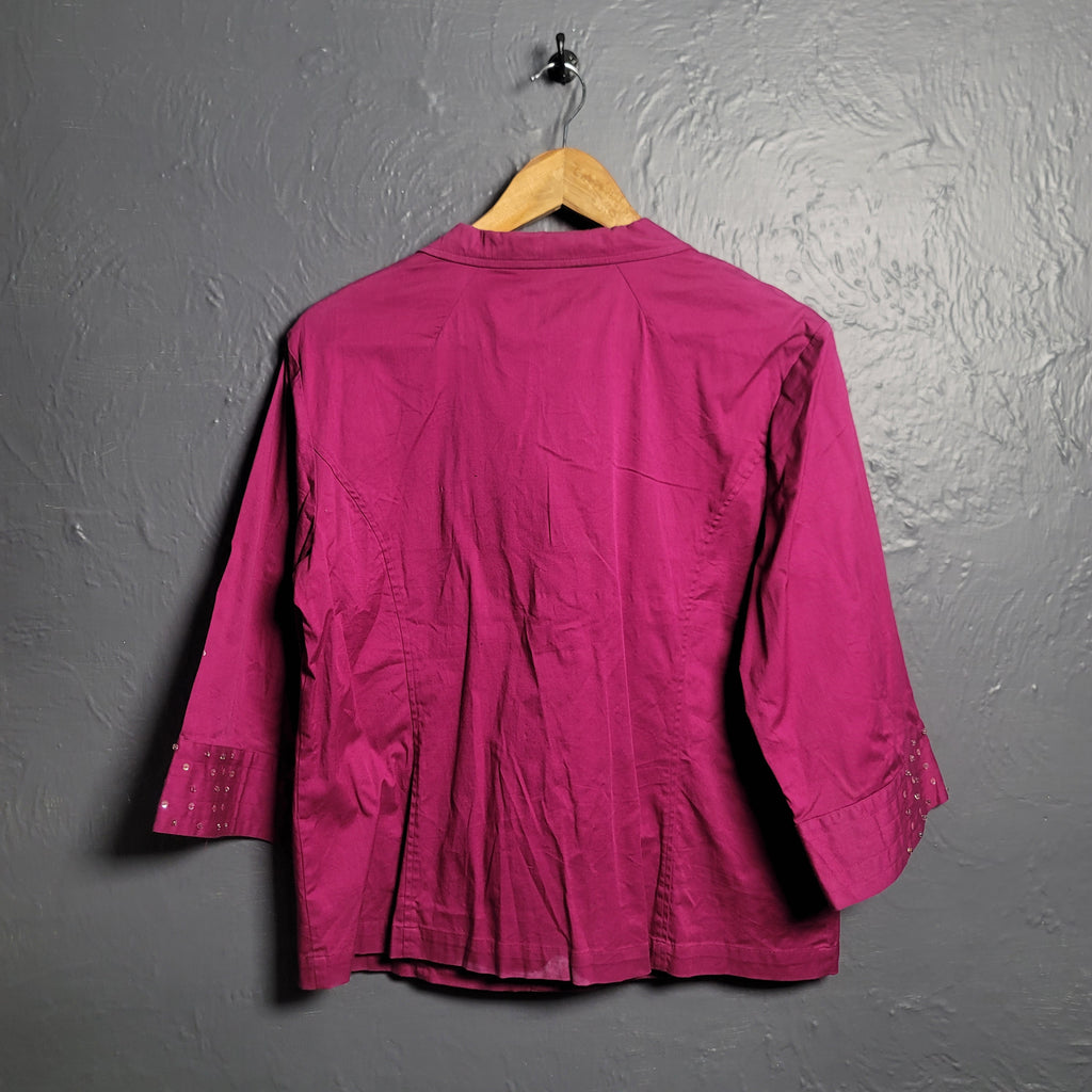 Erin London Hot Pink Blazer with studs sleeve cuffs - THE GREY AREA