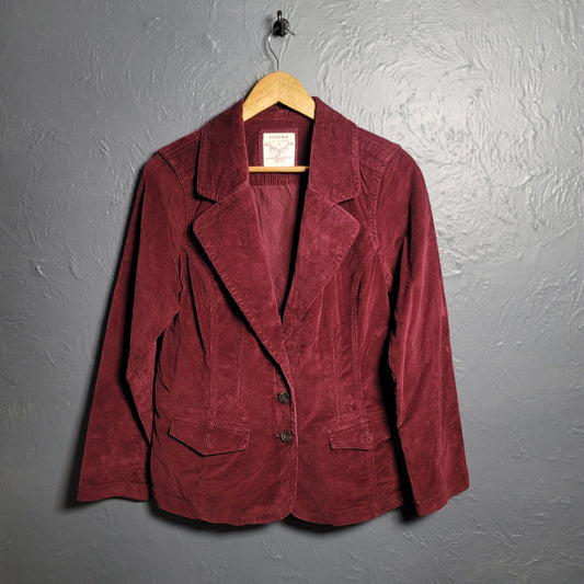 Women's Sonoma Maroon Corduroy Blazer Jacket - THE GREY AREA