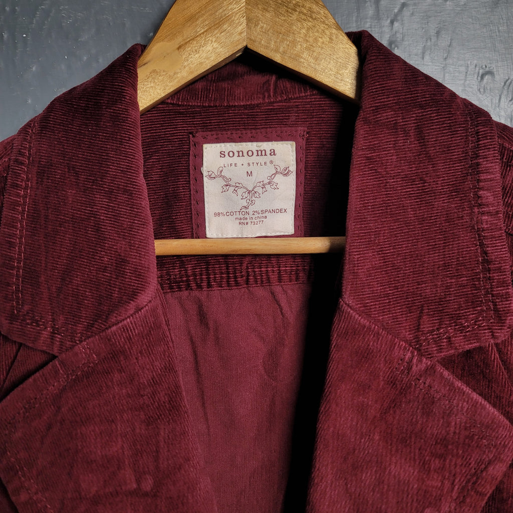 Women's Sonoma Maroon Corduroy Blazer Jacket - THE GREY AREA