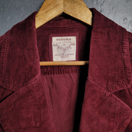 Women's Sonoma Maroon Corduroy Blazer Jacket - THE GREY AREA