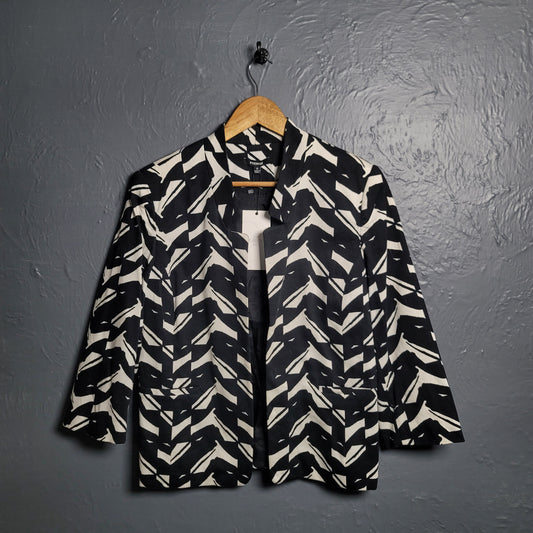 Women's Premise Graphic Bold Black & White Print Statment Jacket - THE GREY AREA