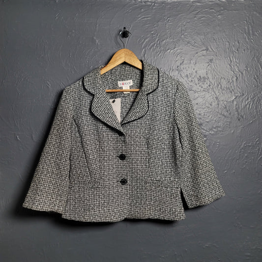 Women's JG Hook Black & White tweed textured Blazer Jacket - THE GREY AREA