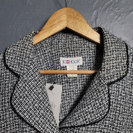 Women's JG Hook Black & White tweed textured Blazer Jacket - THE GREY AREA