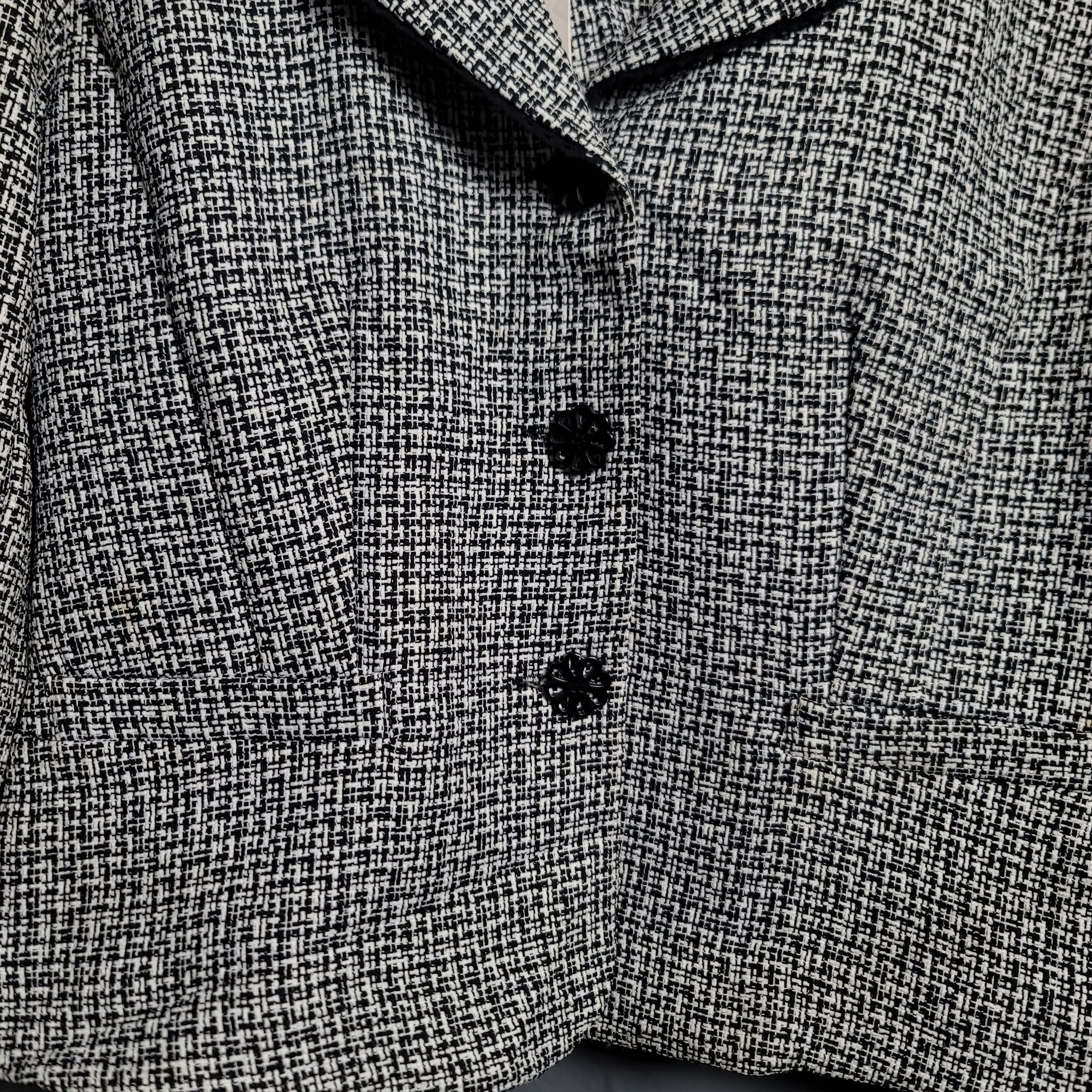 Women's JG Hook Black & White tweed textured Blazer Jacket - THE GREY AREA