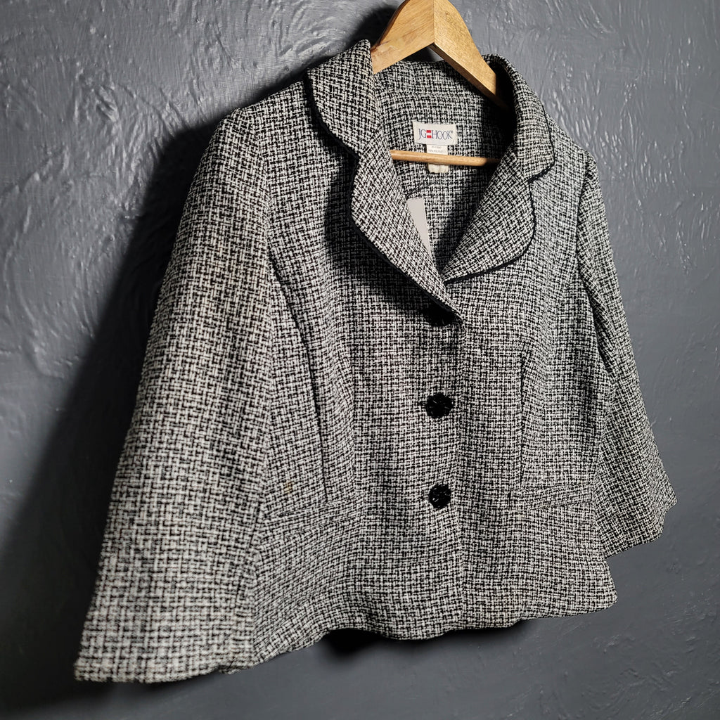 Women's JG Hook Black & White tweed textured Blazer Jacket - THE GREY AREA