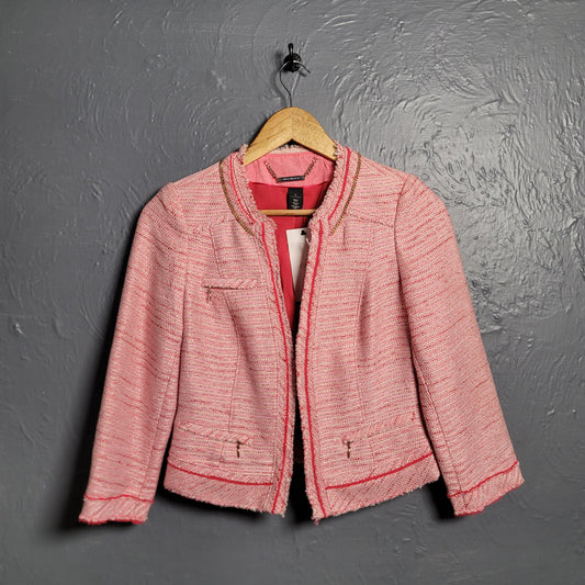 White House Black Market Pink Tweed Fashion Blazer Jacket