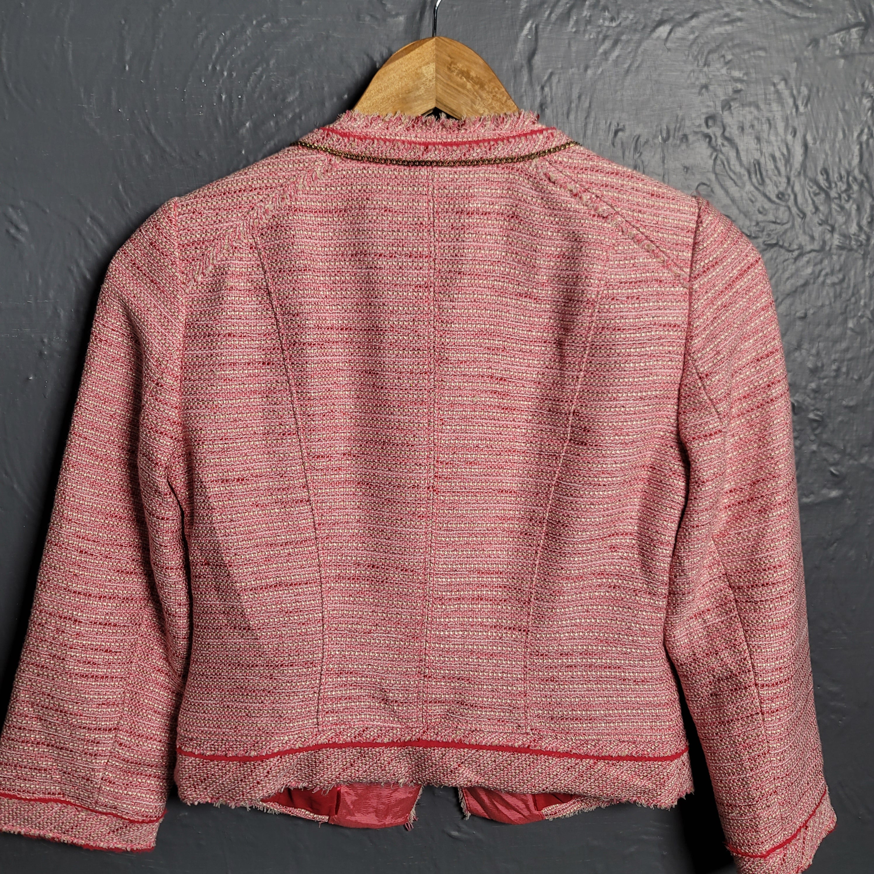 White House Black Market Pink Tweed Fashion Blazer Jacket