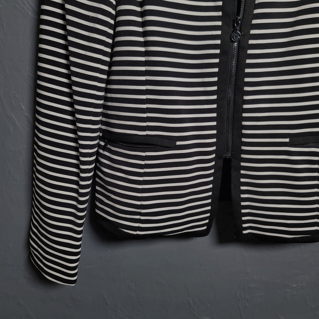 Anne Klein Black and White stripes tailored and textured blazer jacket