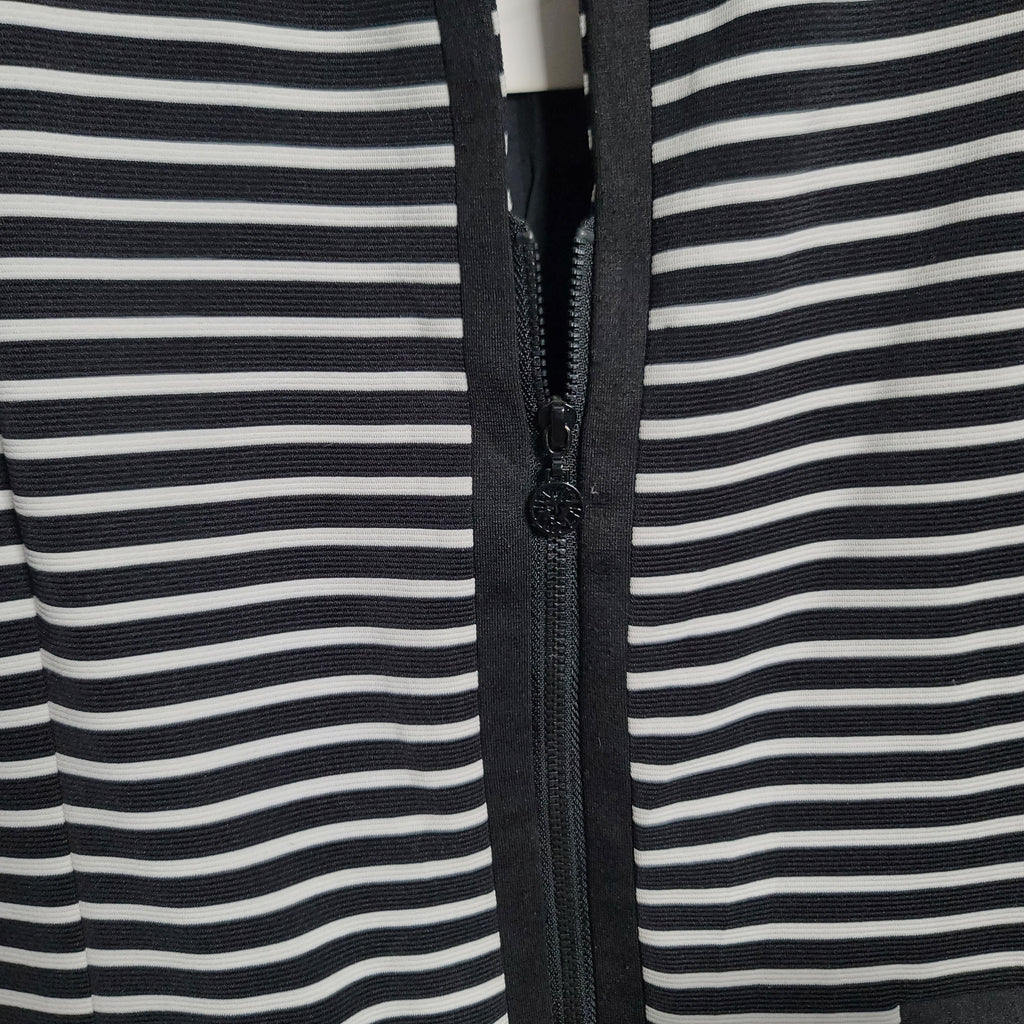 Anne Klein Black and White stripes tailored and textured blazer jacket