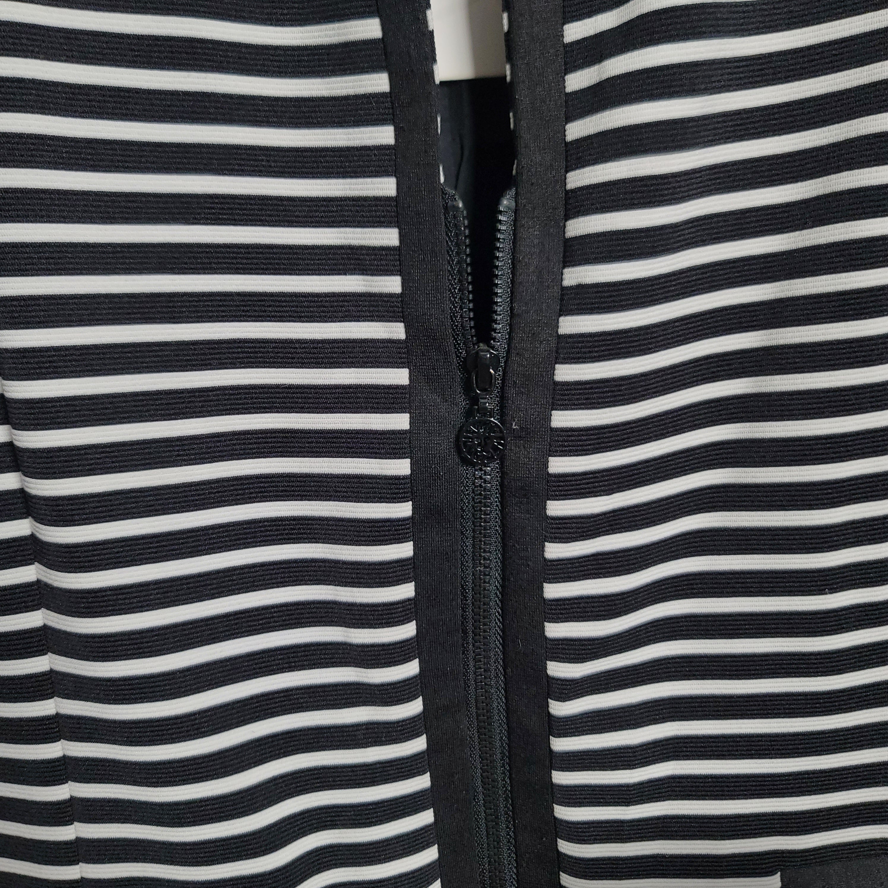 Anne Klein Black and White stripes tailored and textured blazer jacket