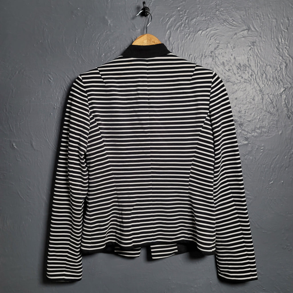 Anne Klein Black and White stripes tailored and textured blazer jacket