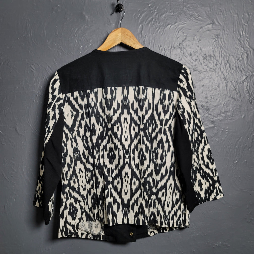 Ikat Designer Black-And-White Moto Jacket (Chicos)