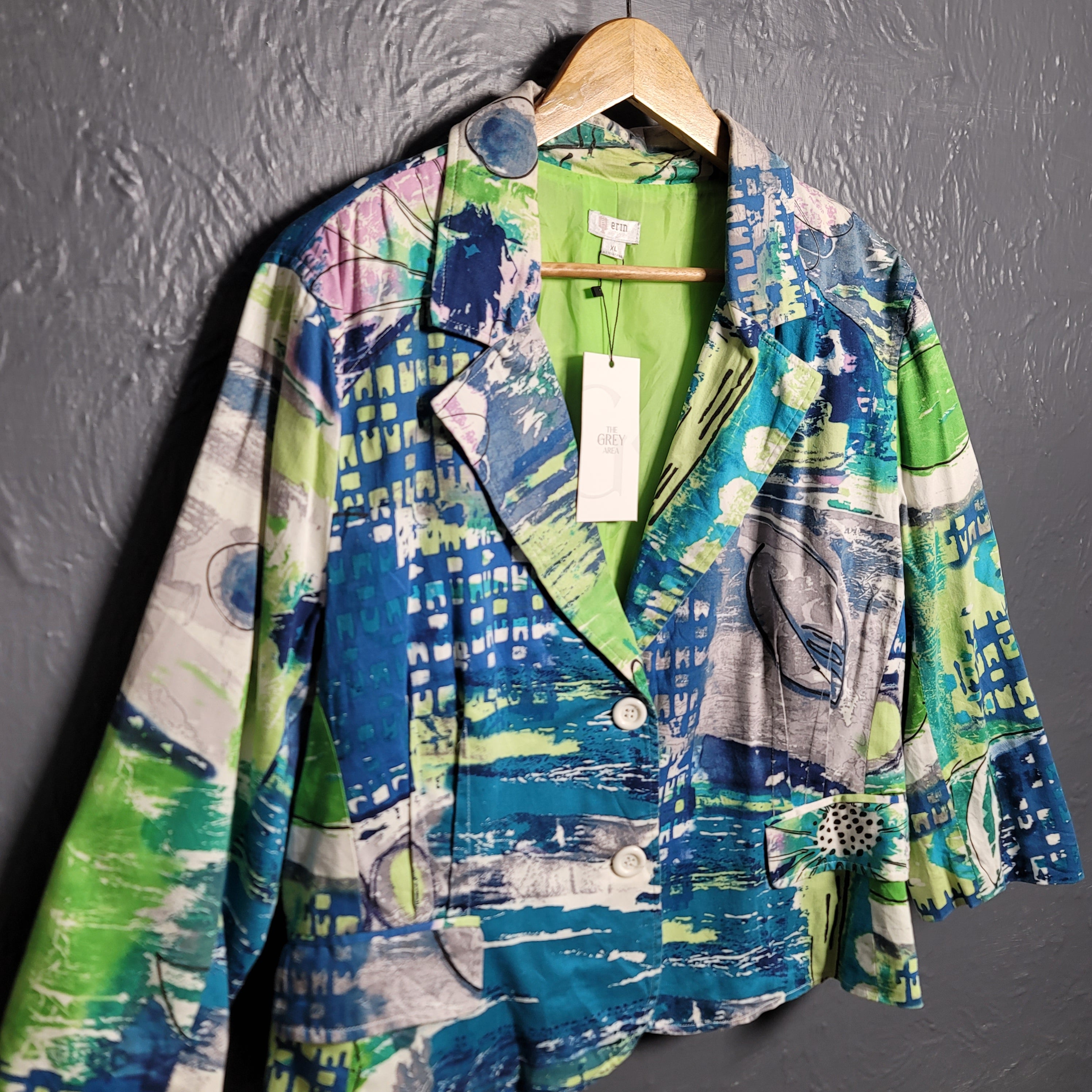 Erin London's designer artsy lightweight blazer jacket