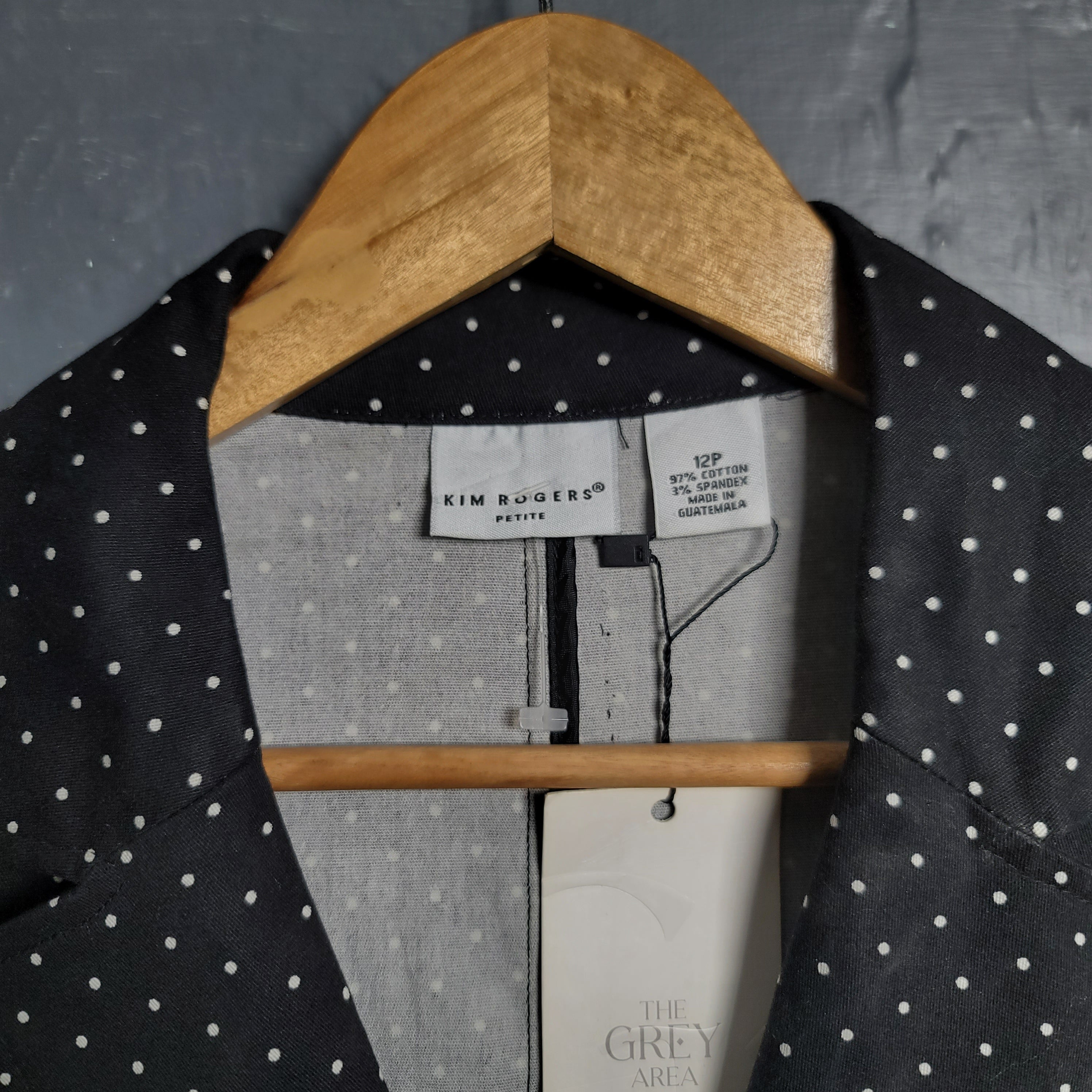 Women's Kim Rogers Black and white Polka Dots Short Sleeve Blazer Jacket