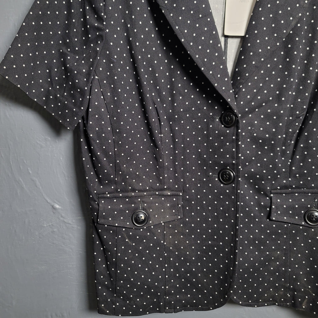 Women's Kim Rogers Black and white Polka Dots Short Sleeve Blazer Jacket