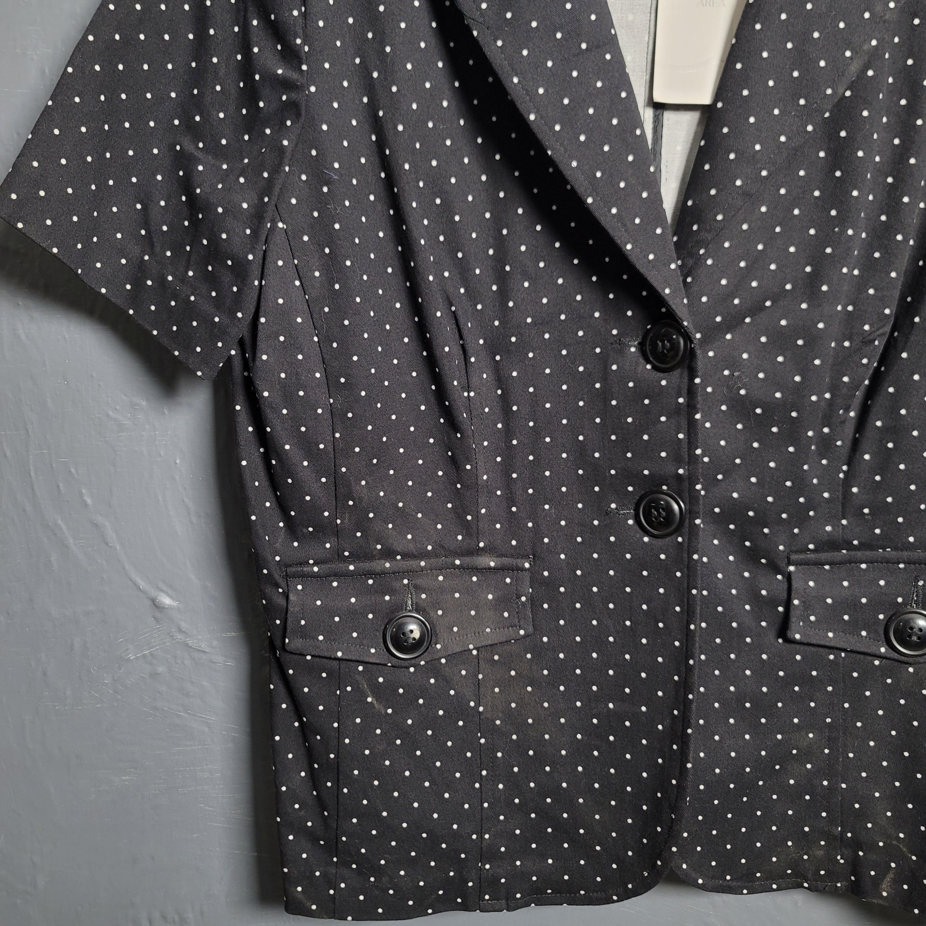 Women's Kim Rogers Black and white Polka Dots Short Sleeve Blazer Jacket