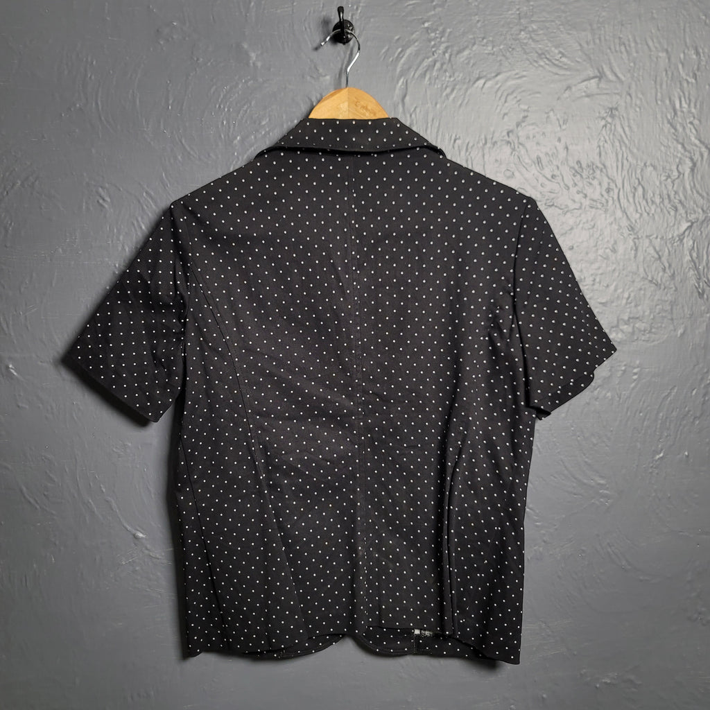 Women's Kim Rogers Black and white Polka Dots Short Sleeve Blazer Jacket