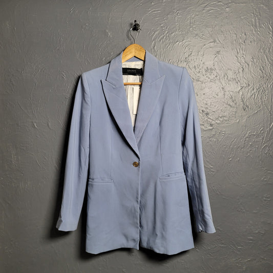 ZARA OVERSIZED BLUE BLAZER WITH POCKETS