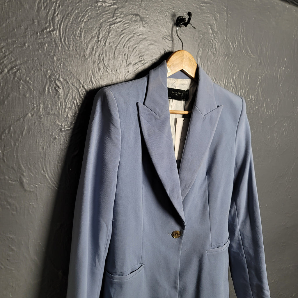 ZARA OVERSIZED BLUE BLAZER WITH POCKETS