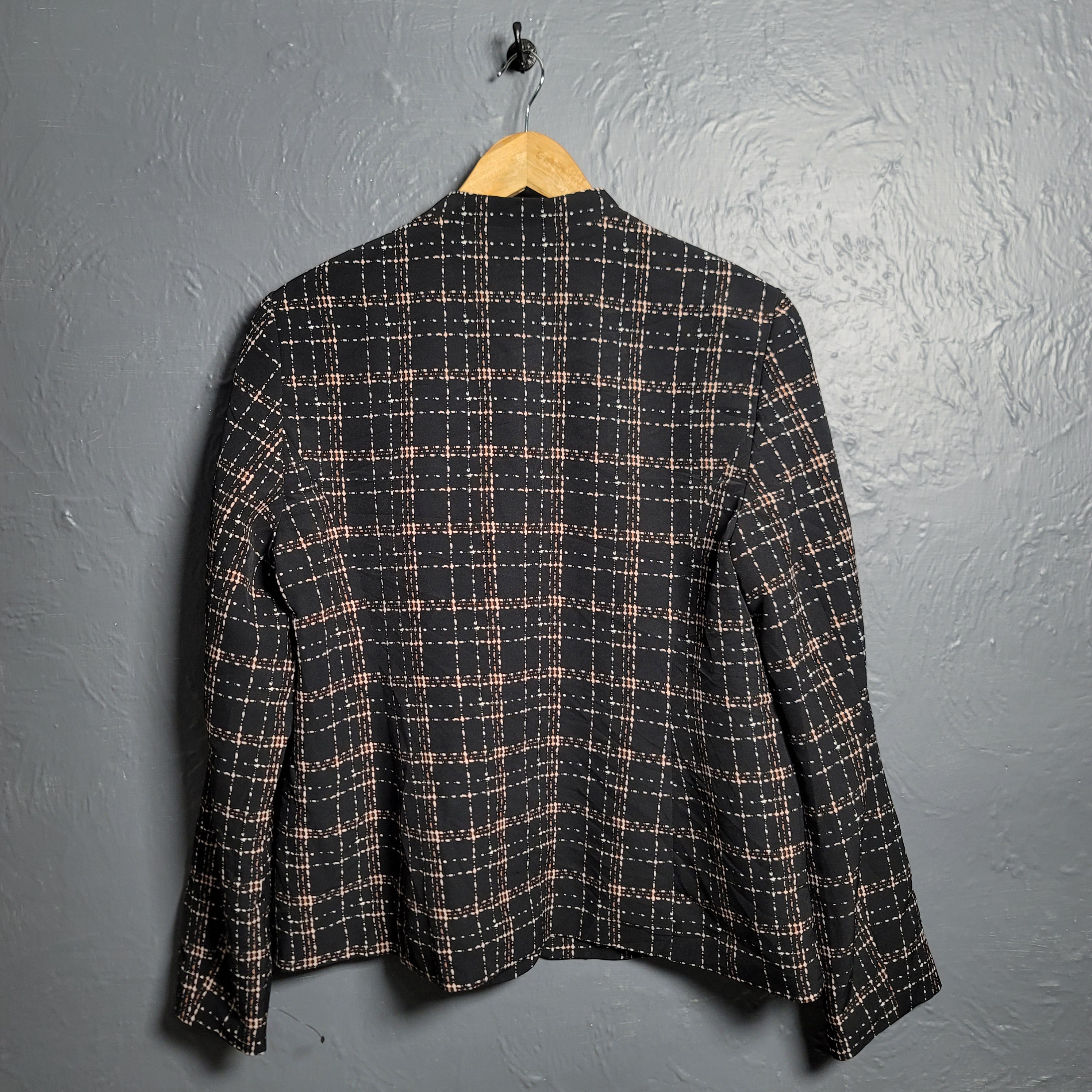 Liz Claiborne Black Plaid Blazer Garden Manor Print