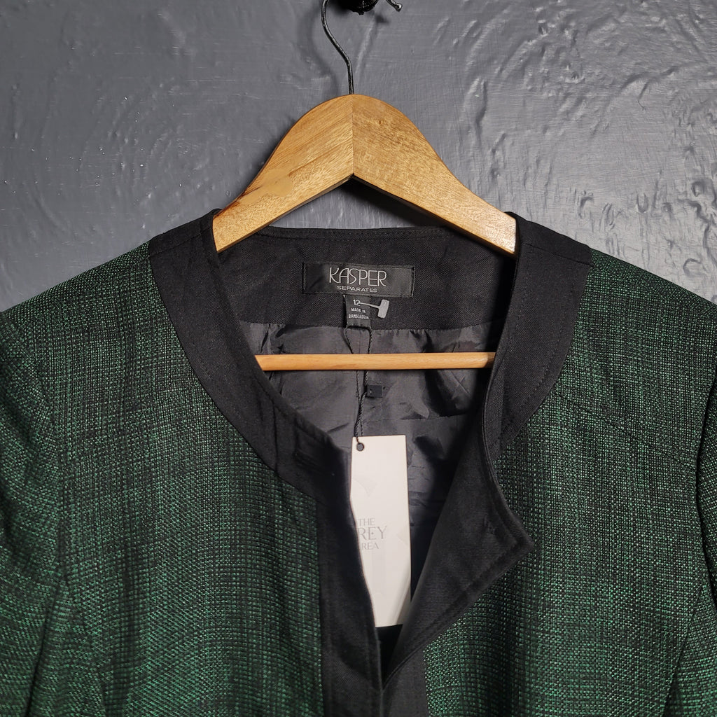 Kasper Green Shimmer Single Button Blazer Jacket