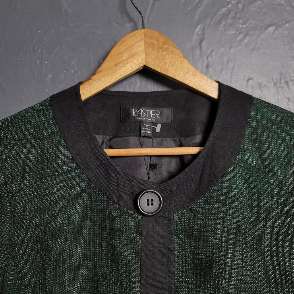 Kasper Green Shimmer Single Button Blazer Jacket