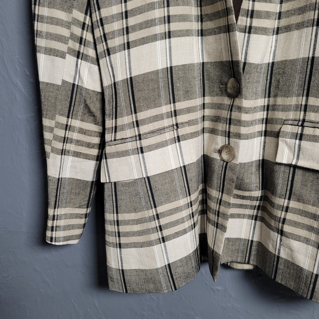 KASPER women's ivory lined plaid Blazer Jacket