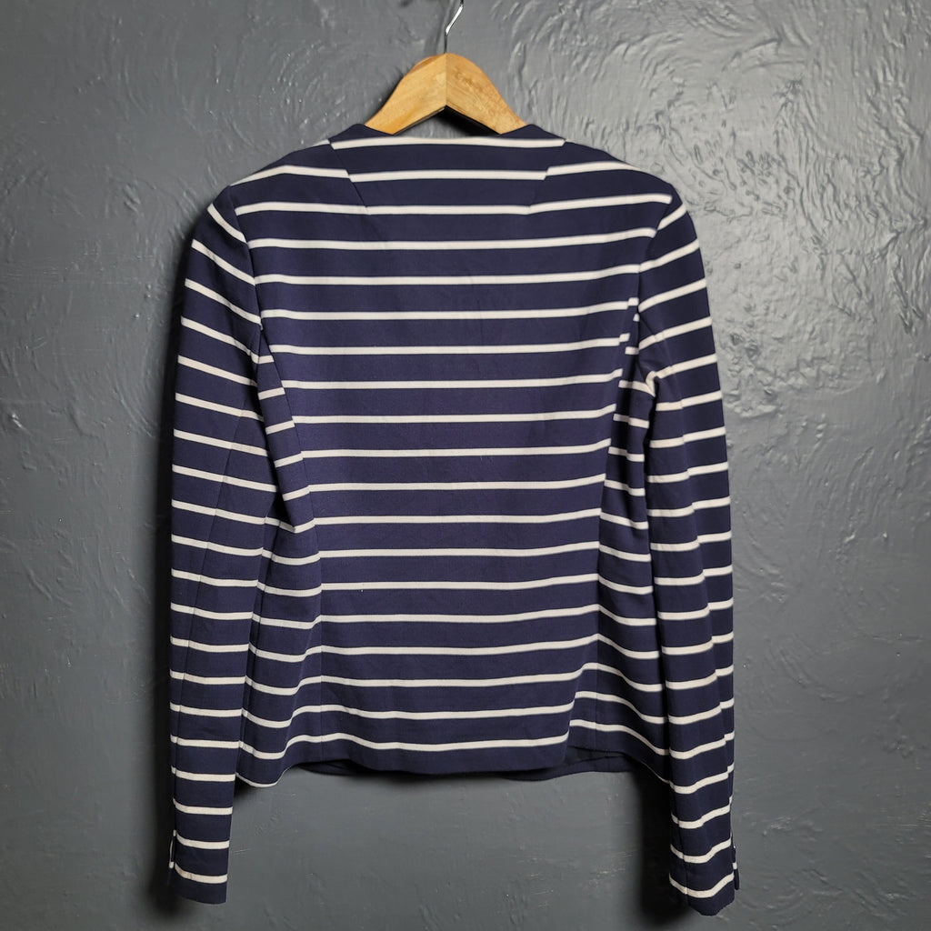 Banana Republic Blue White Striped One Button Stretchy Blazer Top Jacket