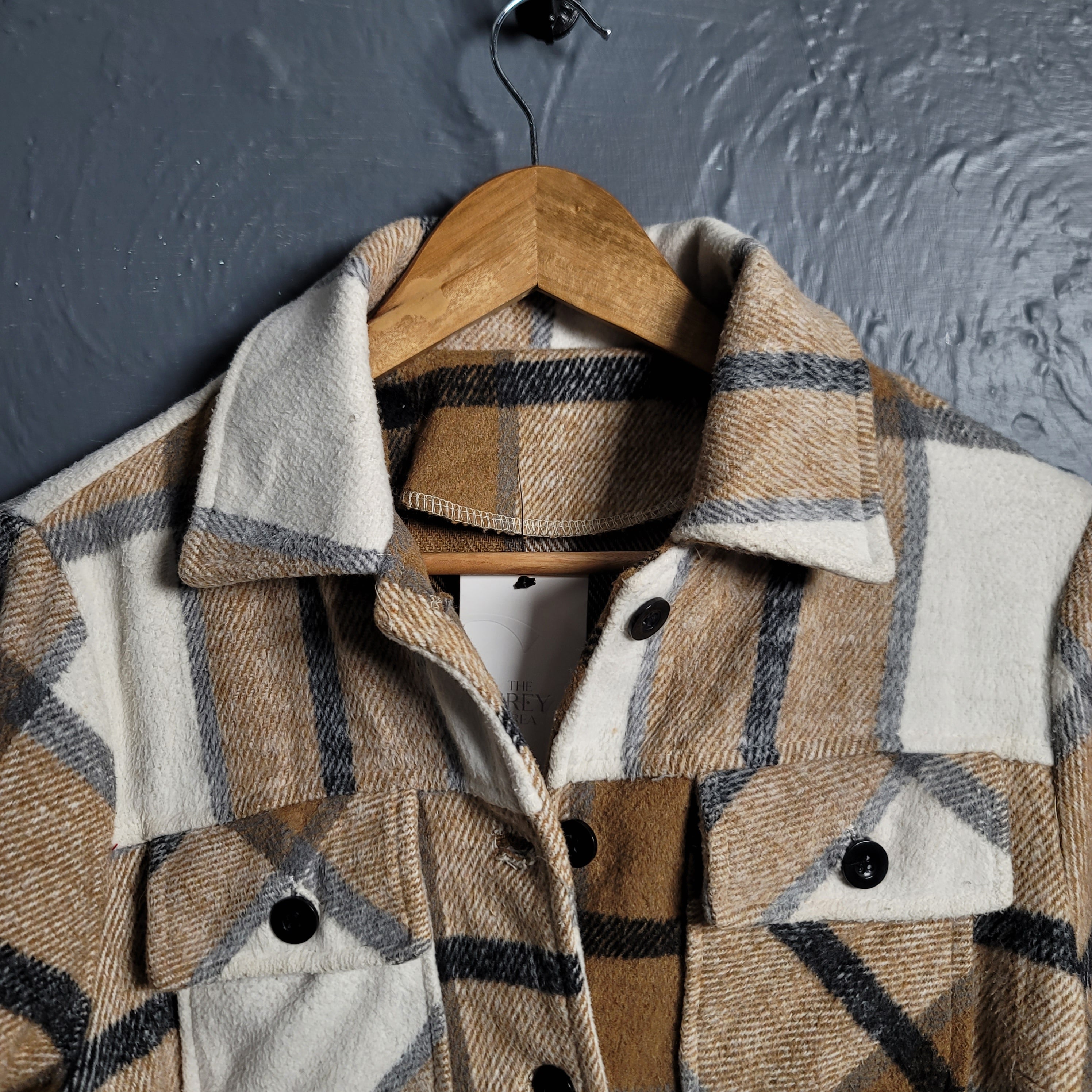 SHEIN Frenchy Plaid Flap Pocket Shacket