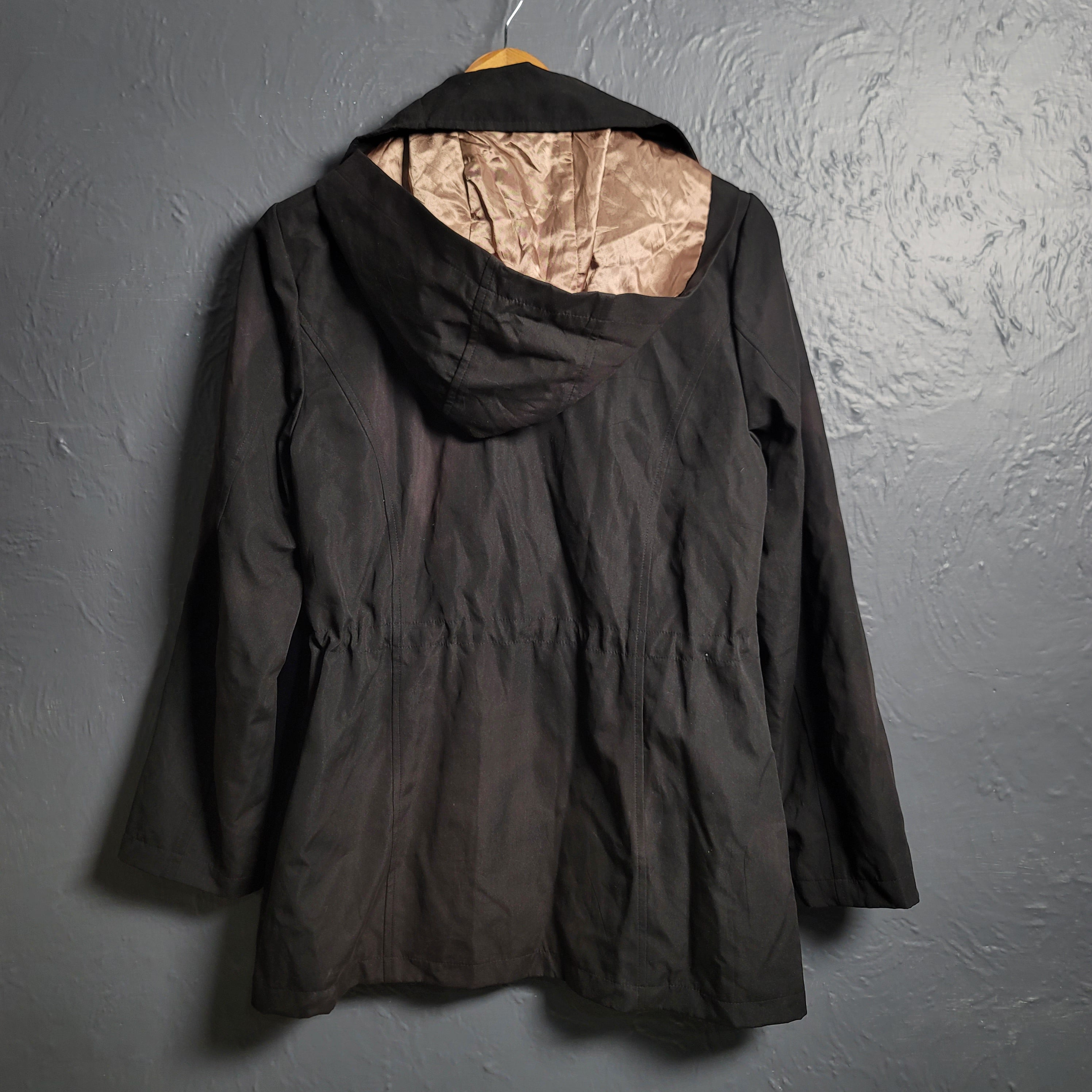 Den­nis Hood­ed Embroidered Flo­ral Black Long Jack­et