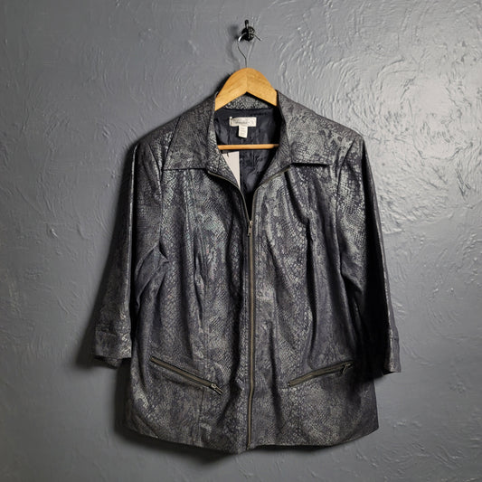 Dressbarn Black Python Print Jacket