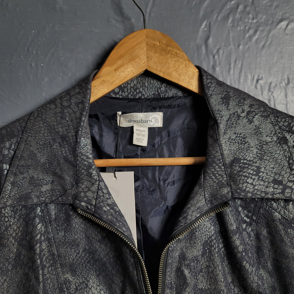 Dressbarn Black Python Print Jacket