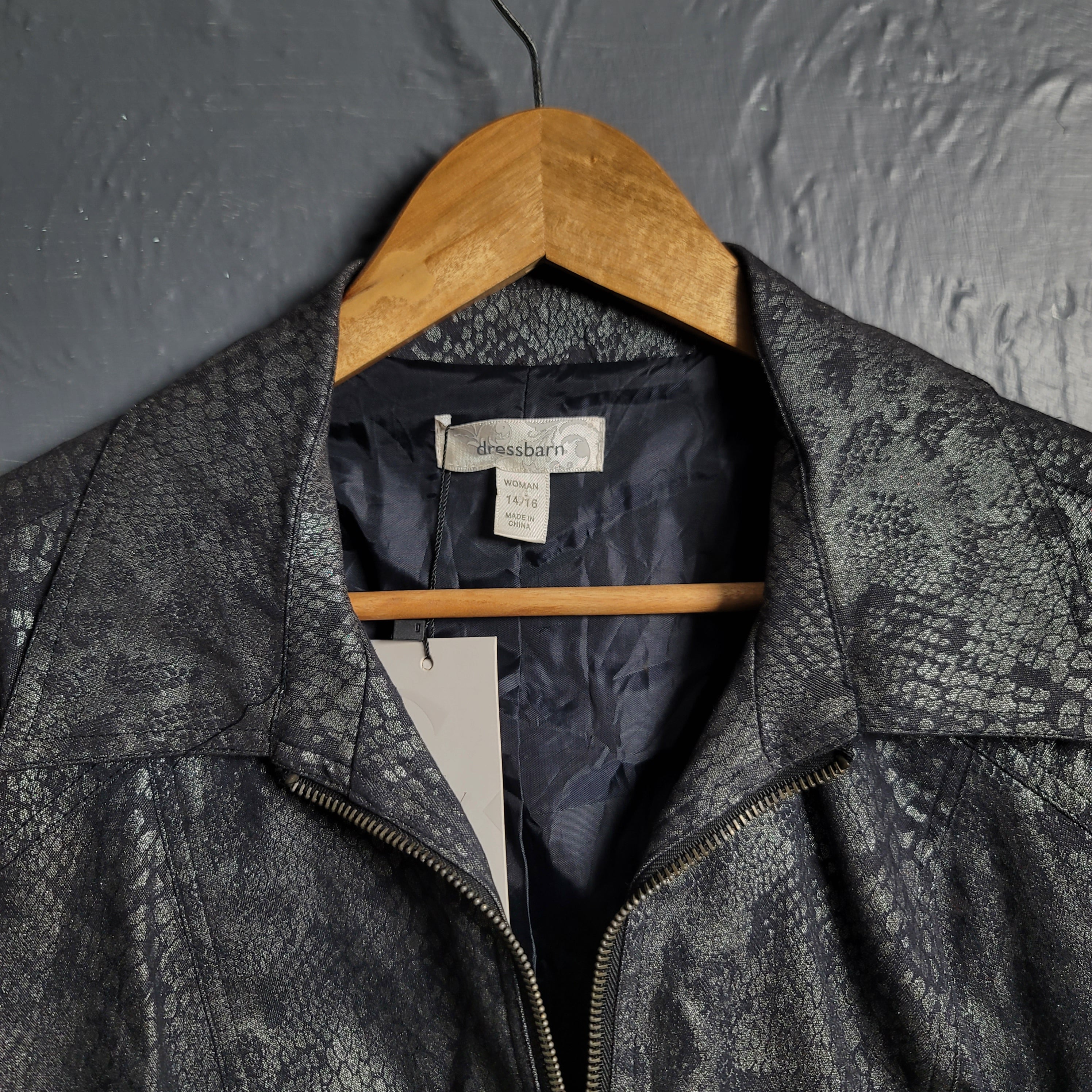 Dressbarn Black Python Print Jacket