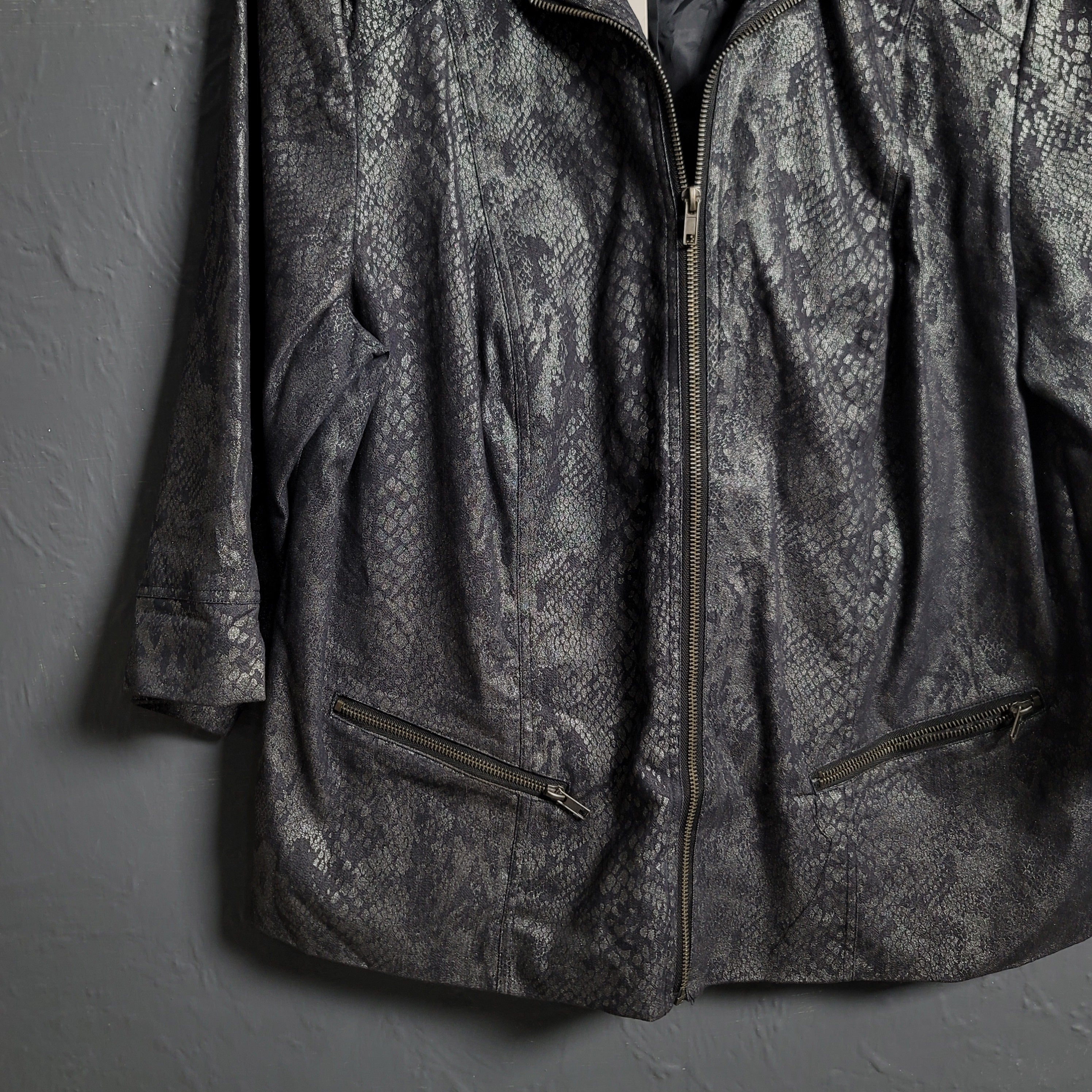 Dressbarn Black Python Print Jacket