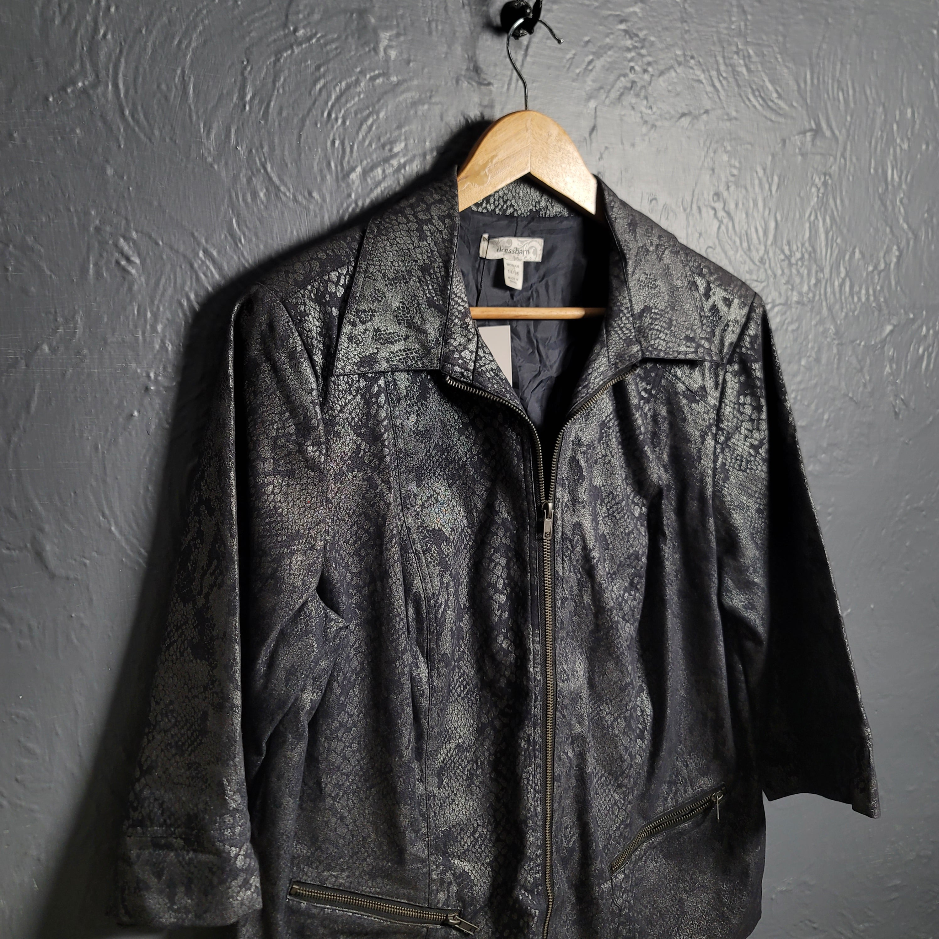 Dressbarn Black Python Print Jacket