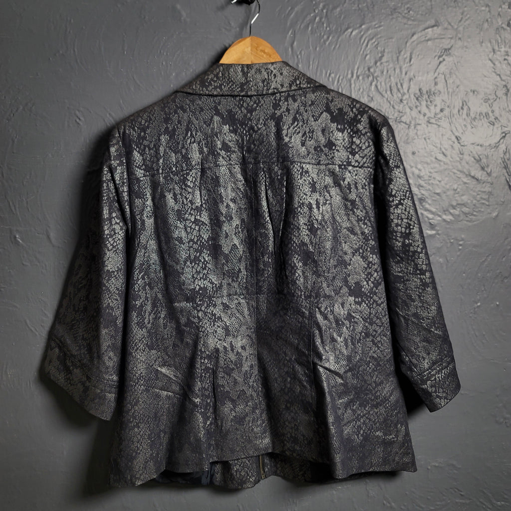 Dressbarn Black Python Print Jacket
