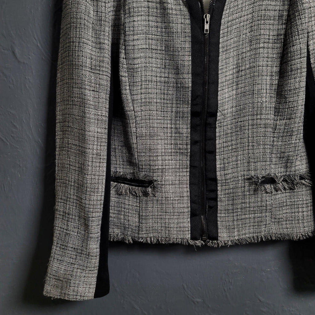 Women's Woven Zip-Up Fringed Trim Jacket by Elle