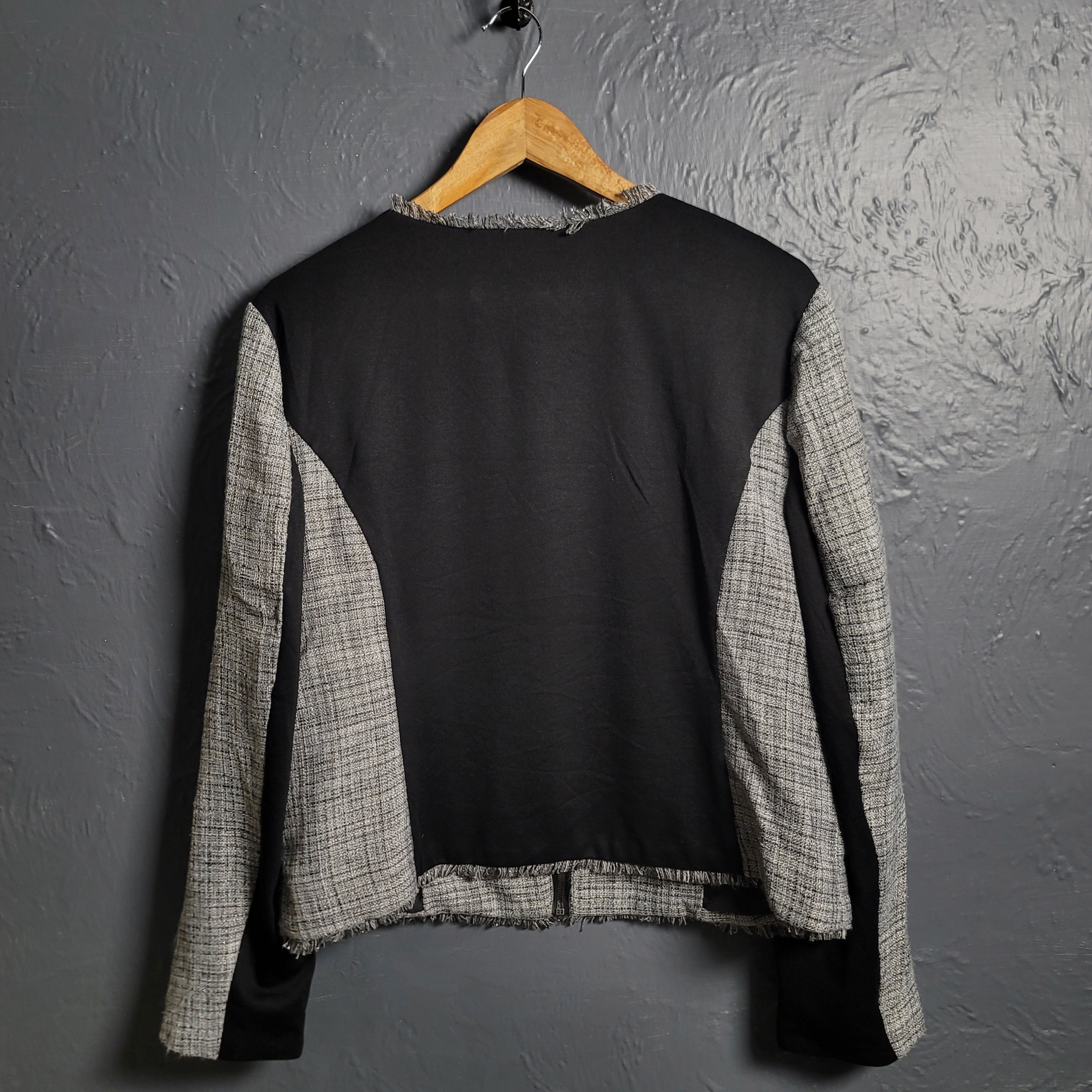 Women's Woven Zip-Up Fringed Trim Jacket by Elle