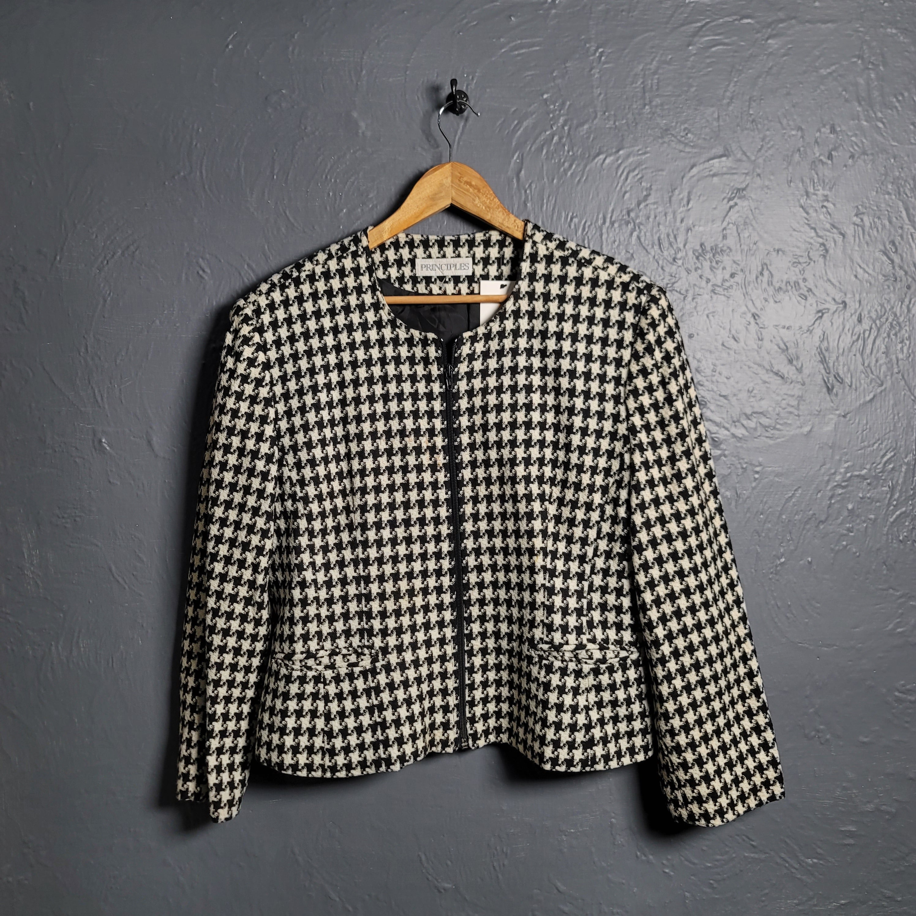 Women's Houndstooth woolen Cropped Jacket