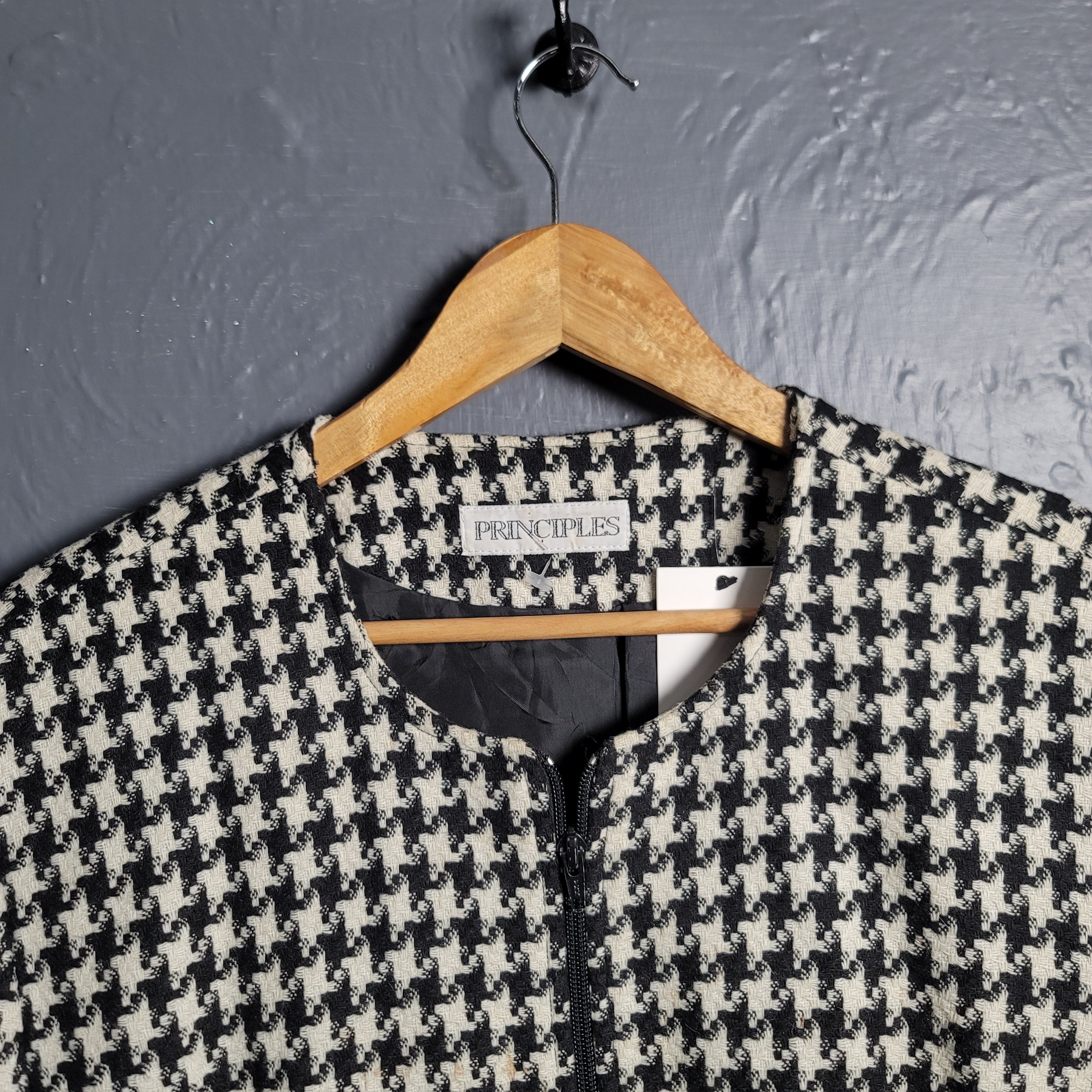 Women's Houndstooth woolen Cropped Jacket