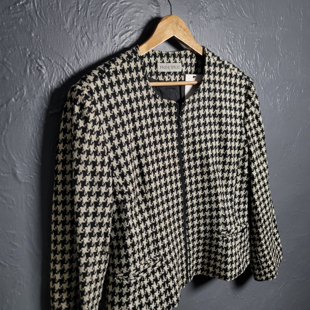 Women's Houndstooth woolen Cropped Jacket