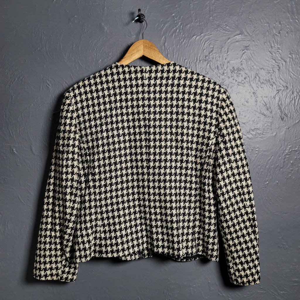 Women's Houndstooth woolen Cropped Jacket