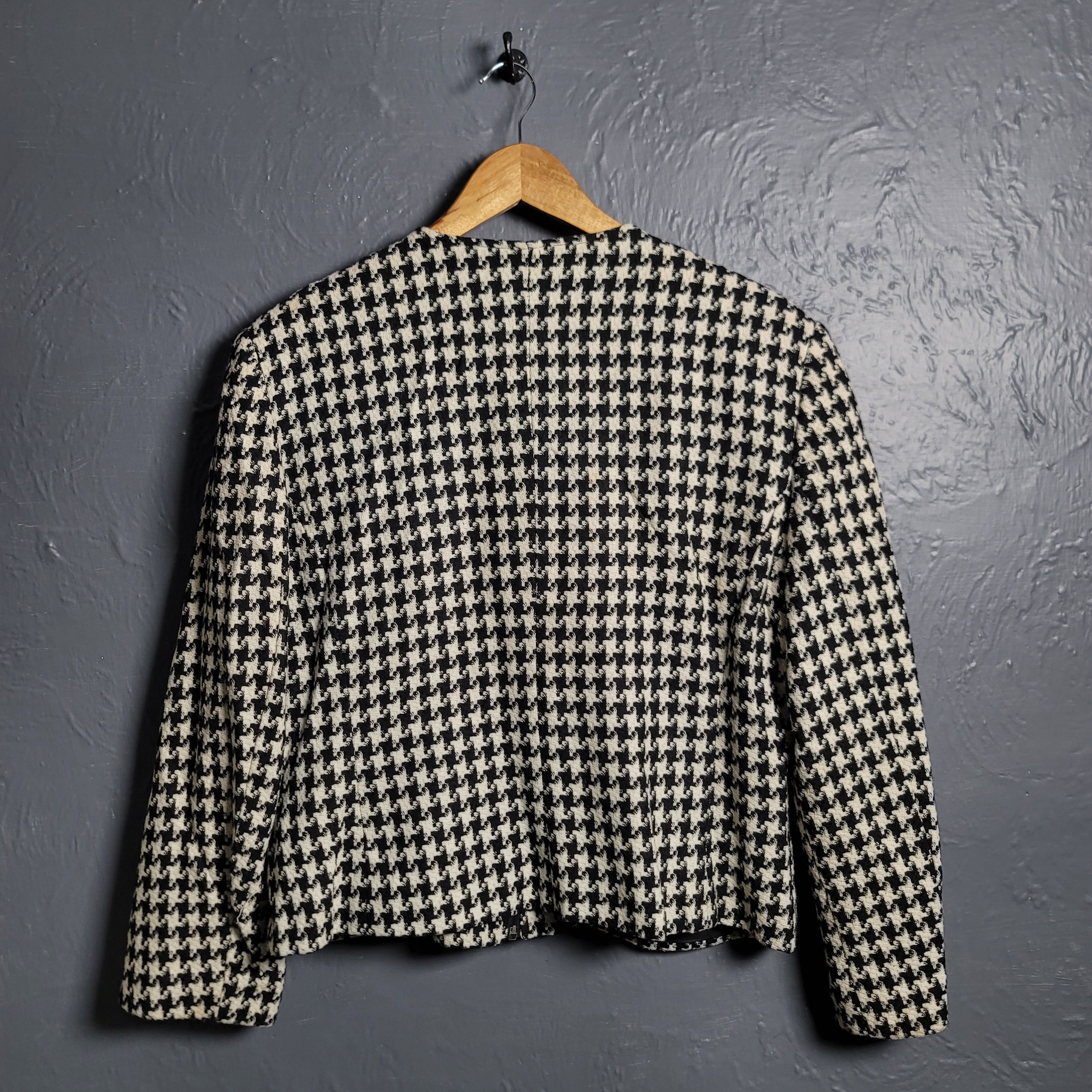 Women's Houndstooth woolen Cropped Jacket