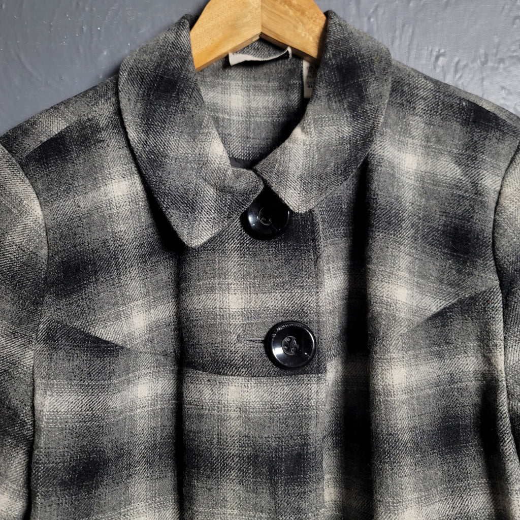 BRECKENRIDGE WOMEN'S GReY PLAID CROPPED 3/4 SLEEVE JACKET