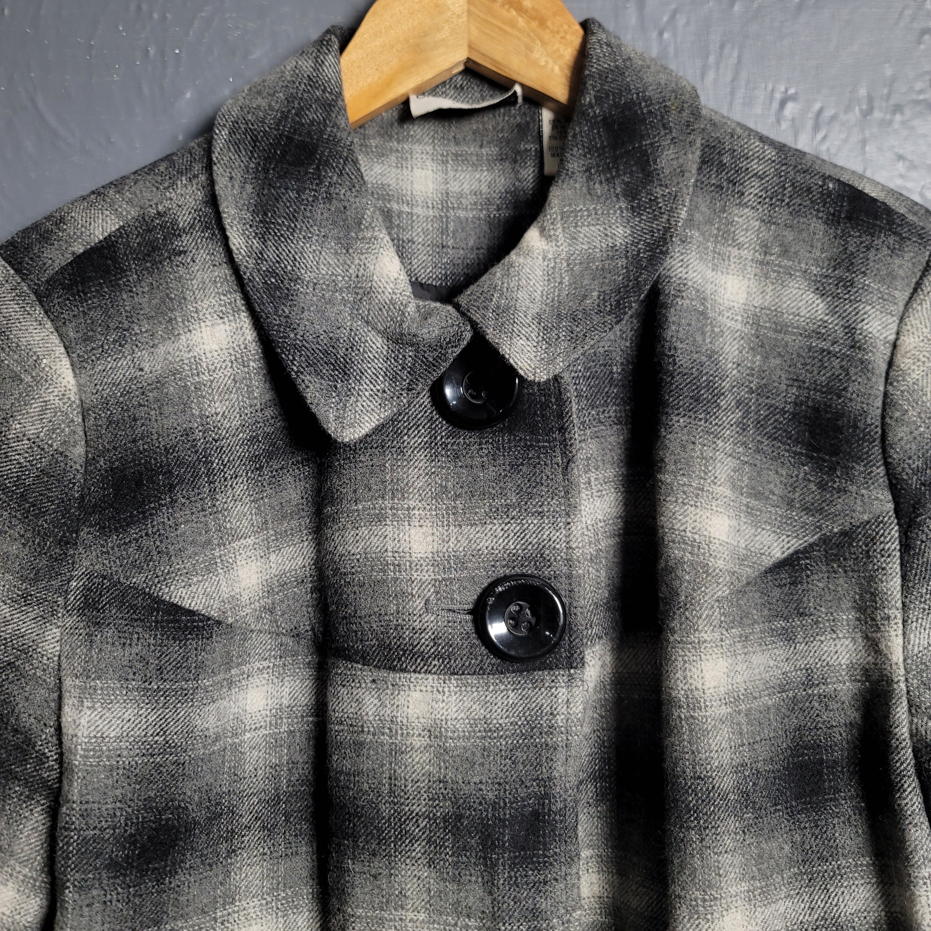 BRECKENRIDGE WOMEN'S GReY PLAID CROPPED 3/4 SLEEVE JACKET