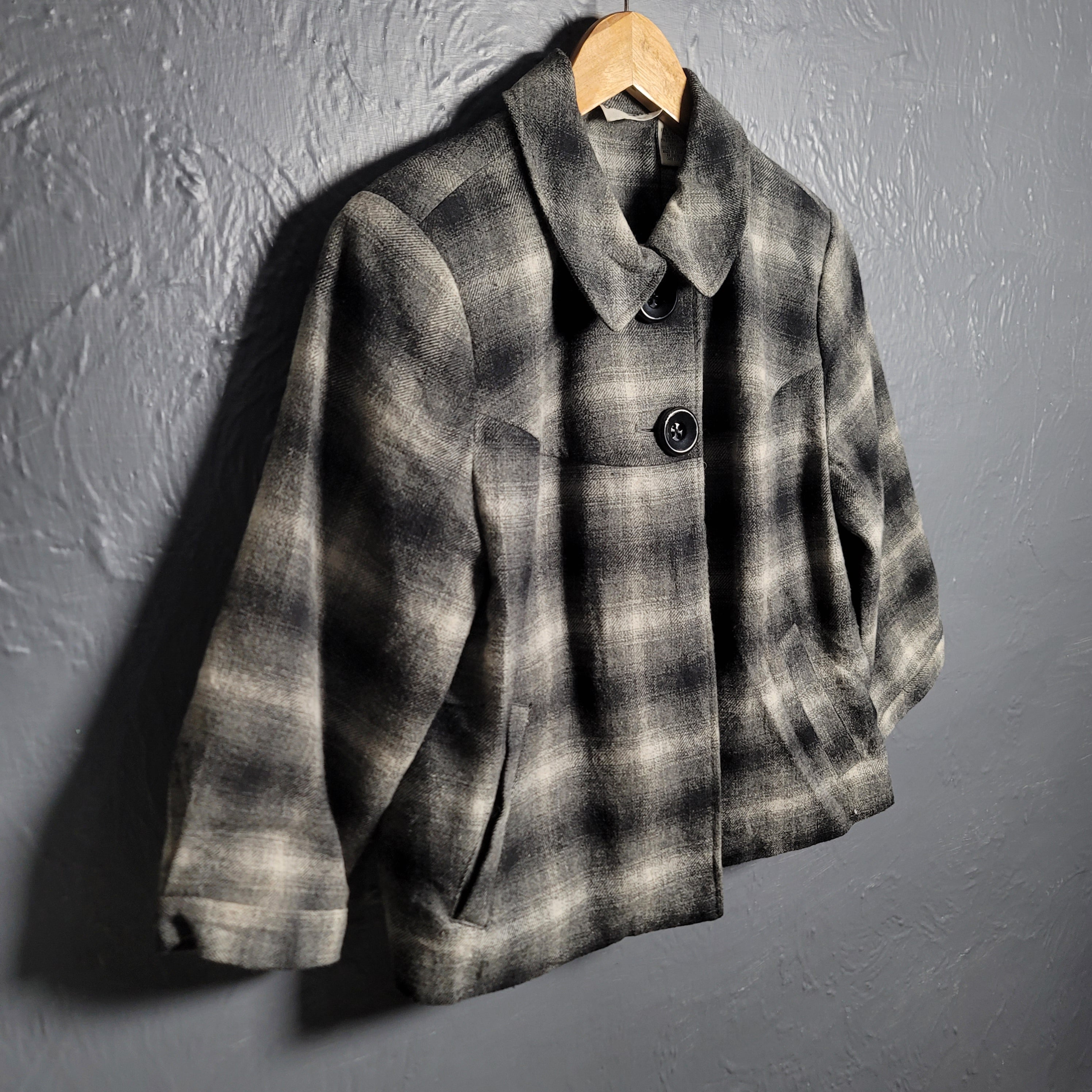BRECKENRIDGE WOMEN'S GReY PLAID CROPPED 3/4 SLEEVE JACKET