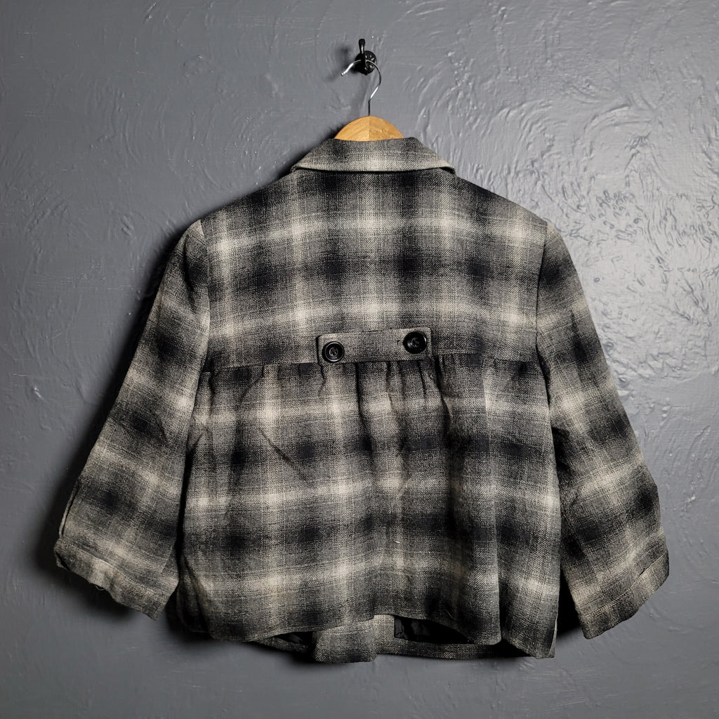 BRECKENRIDGE WOMEN'S GReY PLAID CROPPED 3/4 SLEEVE JACKET